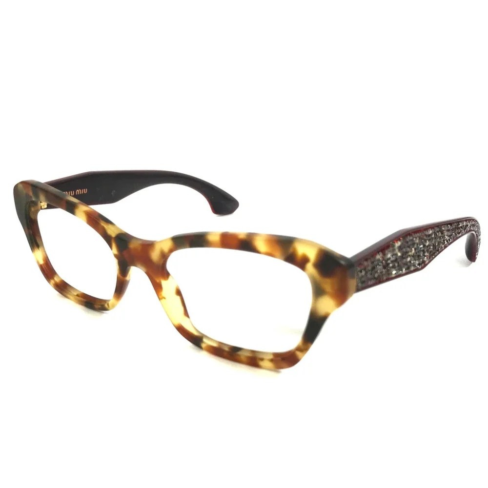Miu Miu Eyeglasses Frames VMU05O UA5-1O1 Matte Tortoise Crystals 51-17-145